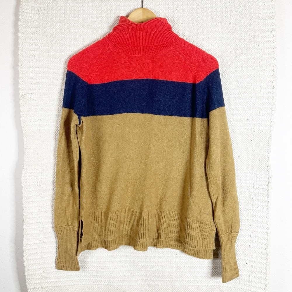 J. CREW color block merino wool-alpaca Softest Yarn turtleneck sweater XS